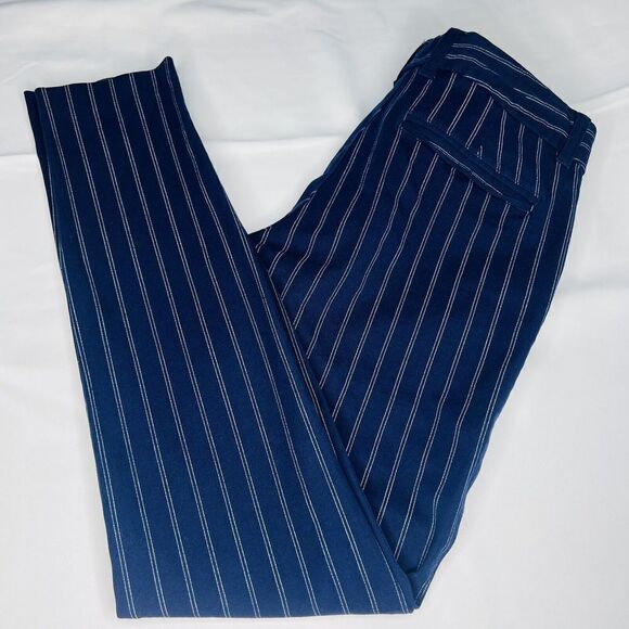 Gap Sz 4 Slim City Coupe Urbane Etroite Pants Navy Blue Stripped Stretch 0763 - Picture 1 of 12